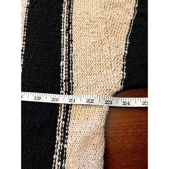 Billabong Sweater Women's LG Cream Black Crew Neck Chunky Pullover Striped Top - Picture 9 of 9